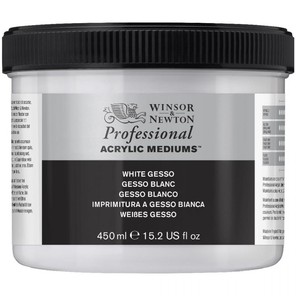 A gesso with a superior level of pigmentation giving maximum covering power. Creates an ideal surface to paint on offering excellent tooth and a balanced absorbency.